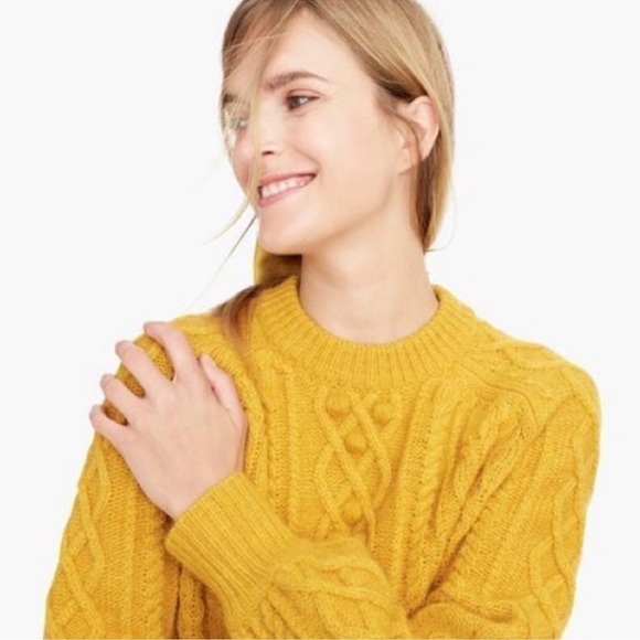 DEMYLEE x J. Crew Wool Yellow Bobble Sweater Size L - Picture 3 of 8